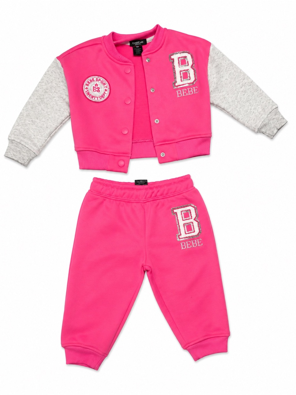 bebe Girls Hot Pink & Gray Two-Piece Sweat Set